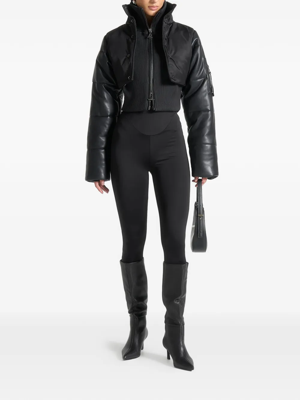 Manière De Voir Lysandra Layered Puffer Jacket In Black