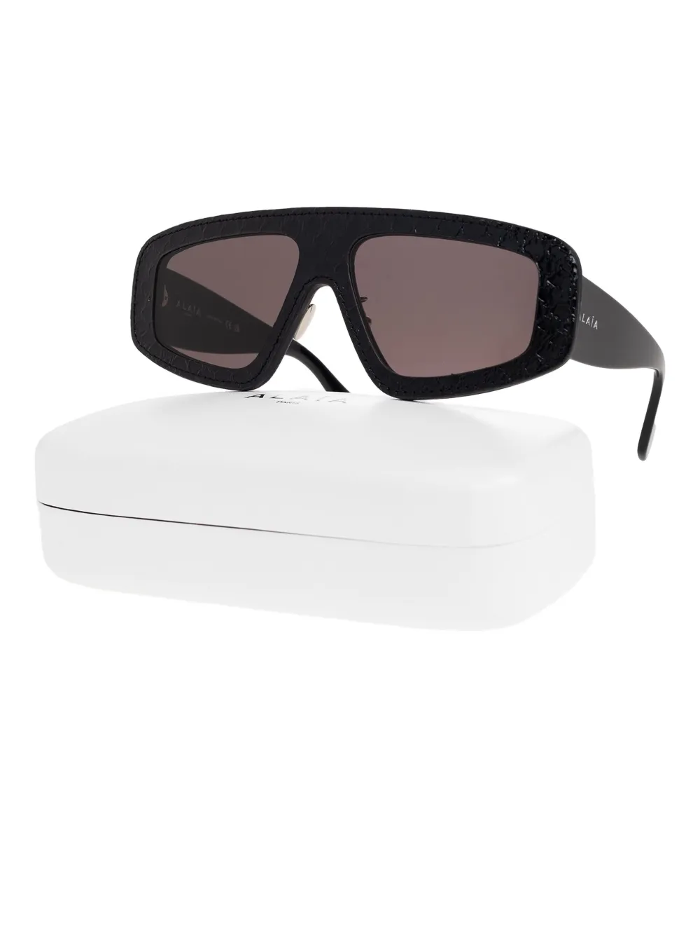Alaia Eyewear Zonnebril met rechthoekig montuur en textuur Zwart