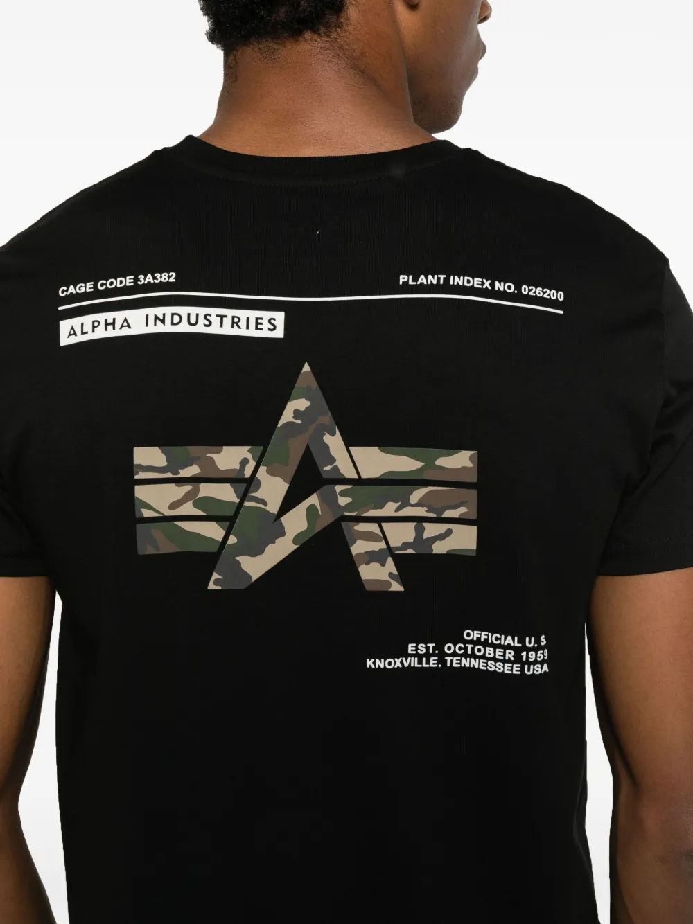 Alpha Industries Camo Label T-shirt In Black