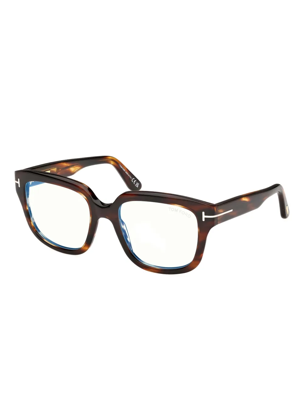 Tom Ford Square-frame Logo-detail Glasses In Brown