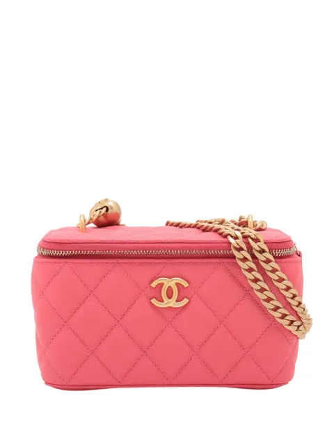 CHANEL Pre-Owned 2021-2025 Quilted Caviar CC Sweetheart Vanity Case with Chain crossbody bag