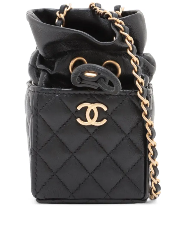 CHANEL Pre-Owned 2021 Mini Quilted Calfskin Drawstring Bucket