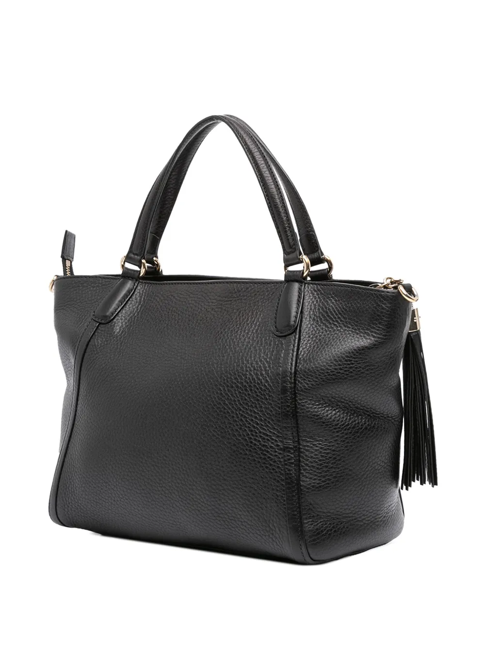 Pre-owned Gucci 2016-2025 Small Pebbled Leather Soho Cellarius Satchel In Black