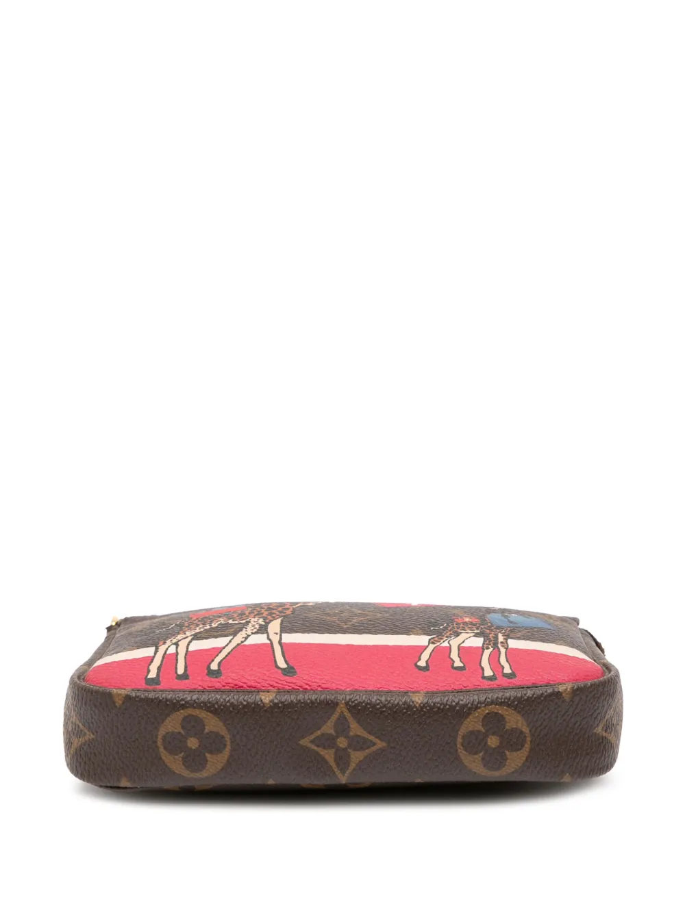 LOUIS VUITTON Pre-owned 2017 Monogram Giraffe Christmas Mini Pochette Accessoires Handbag In Brown