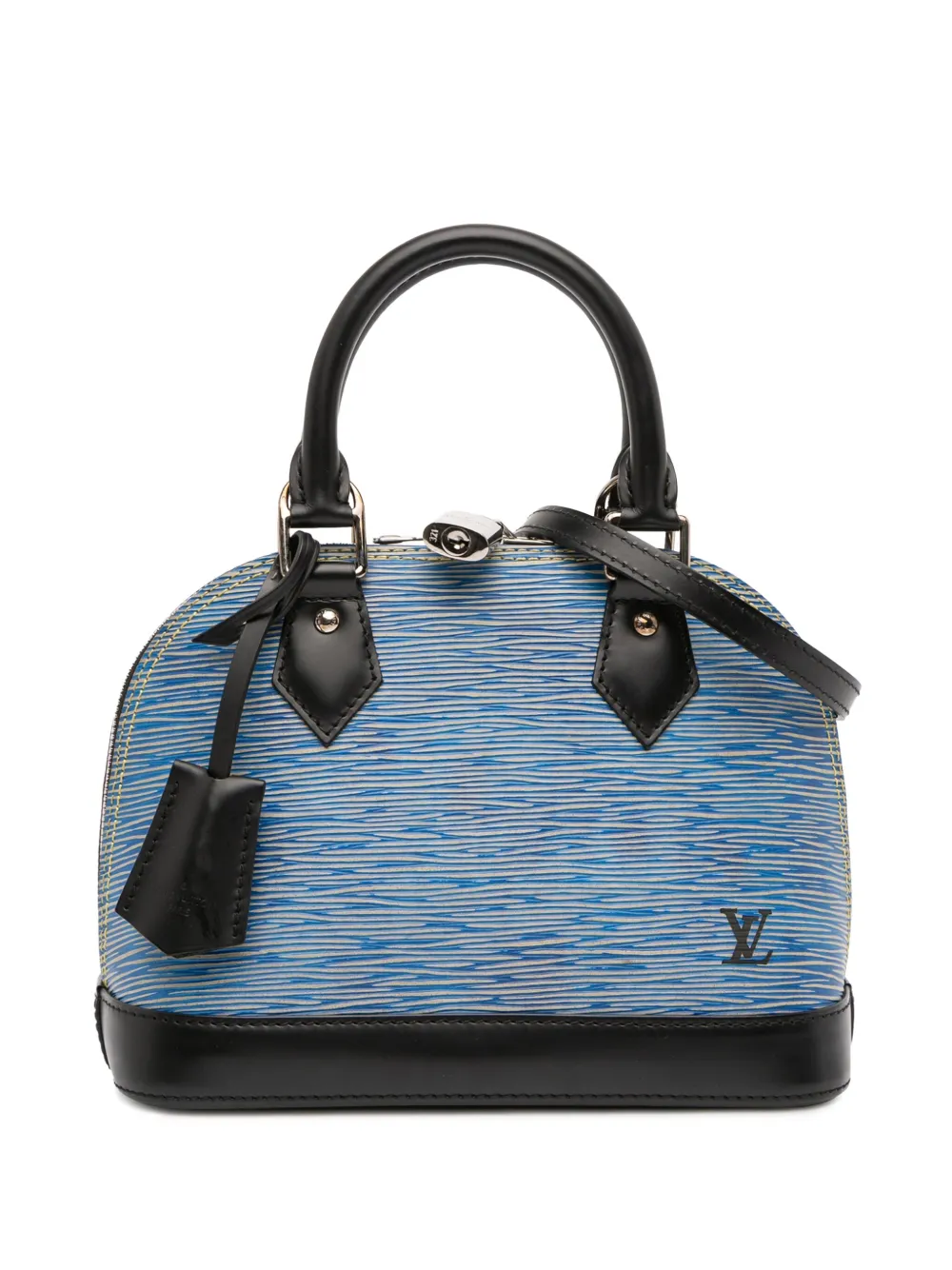 Pre-owned Louis Vuitton 2016 Epi Denim Alma Bb Satchel In Blue