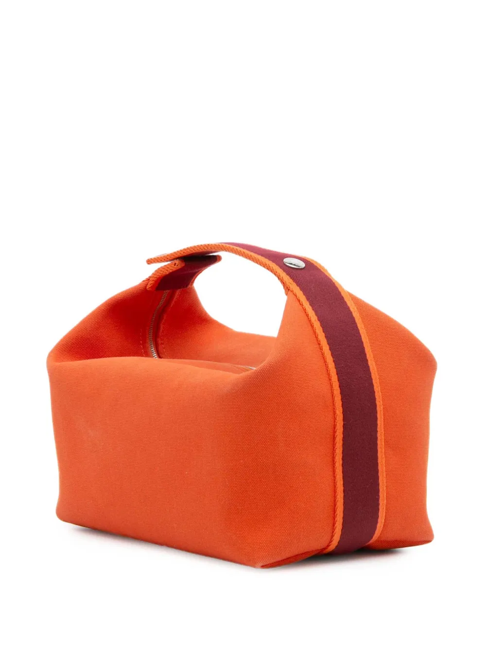 Pre-owned Hermes 2021-2025 Large Toile Bride A Brac Vanity Bag In Orange