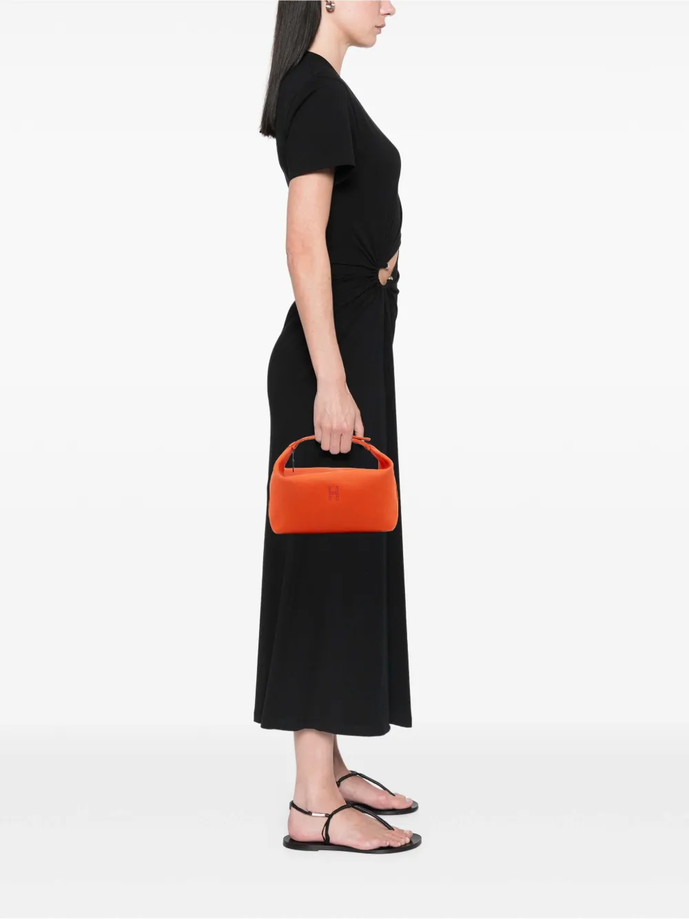 Pre-owned Hermes 2021-2025 Large Toile Bride A Brac Vanity Bag In Orange