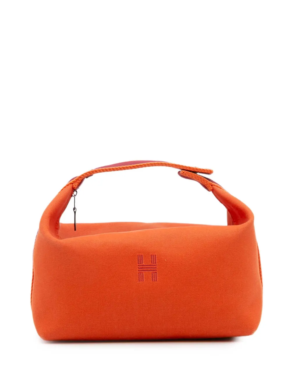 Pre-owned Hermes 2021-2025 Large Toile Bride A Brac Vanity Bag In Orange