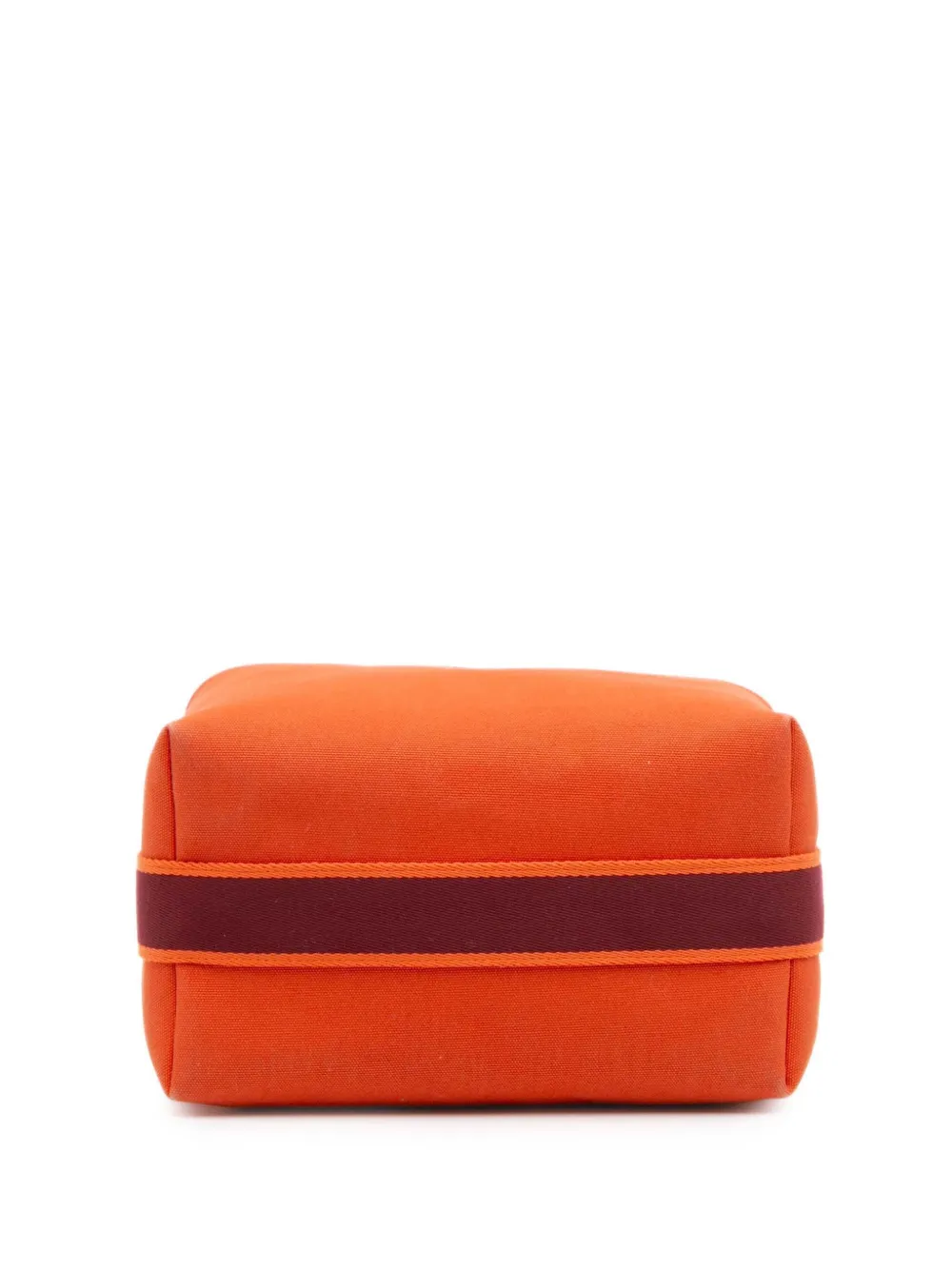 Pre-owned Hermes 2021-2025 Large Toile Bride A Brac Vanity Bag In Orange