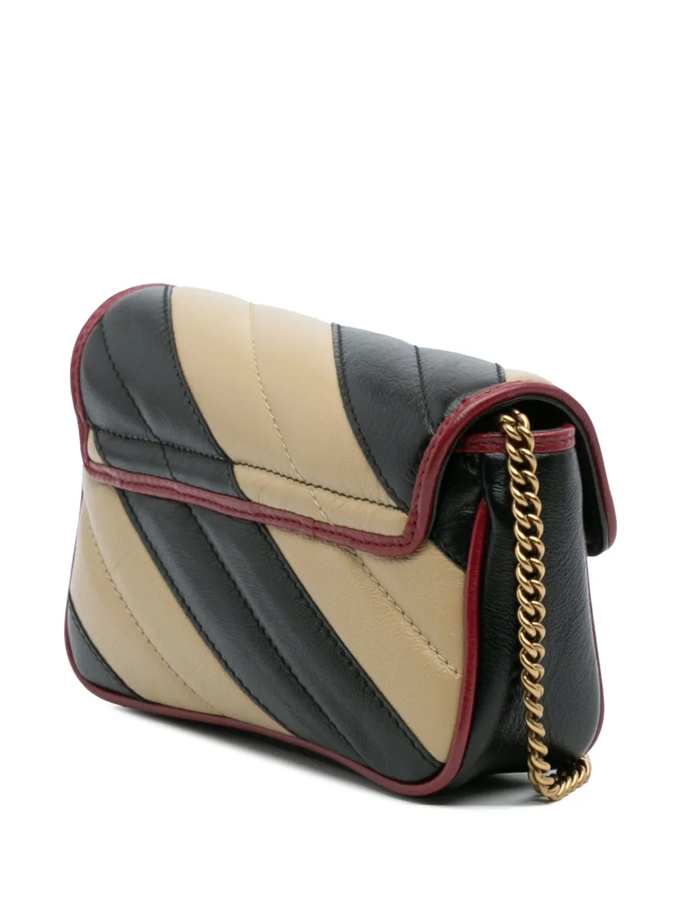 Pre-owned Gucci 2016-2025 Super Mini Gg Marmont Matelasse Leather Torchon Flap Crossbody Bag In Brown