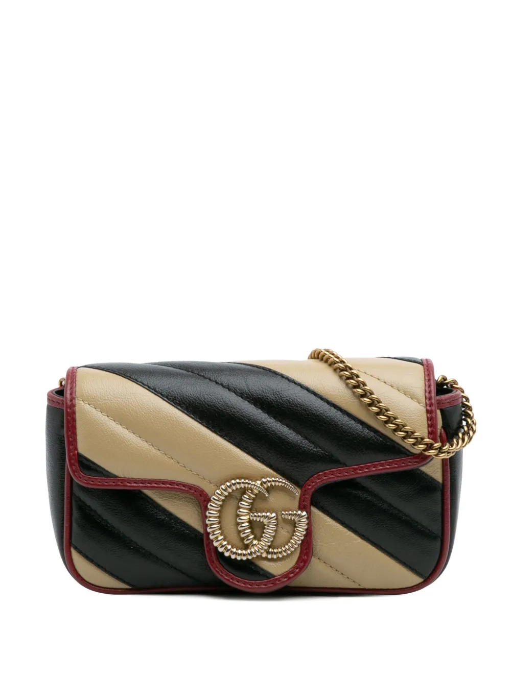 Gucci Pre-Owned 2016-2025 Super Mini GG Marmont Matelasse Leather Torchon Flap crossbody bag - Brown