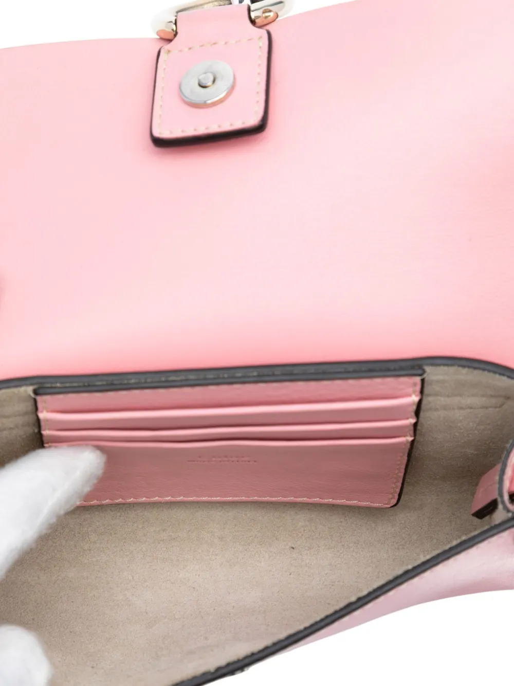 Pre-owned Chloé 2017 Mini Calfskin And Suede Faye Chain Crossbody Bag In Pink