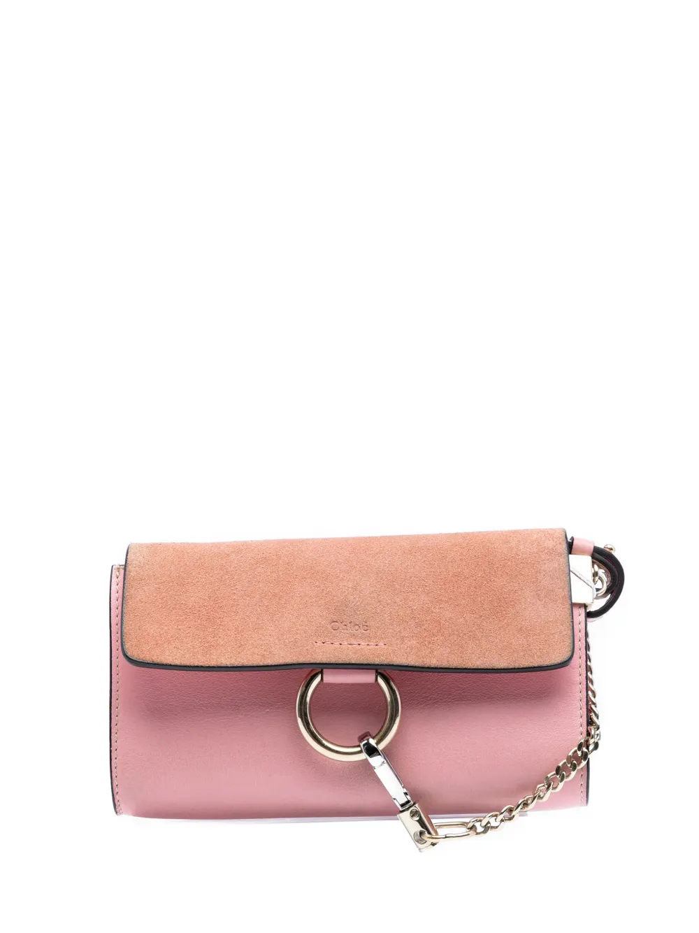 Pre-owned Chloé 2017 Mini Calfskin And Suede Faye Chain Crossbody Bag In Pink