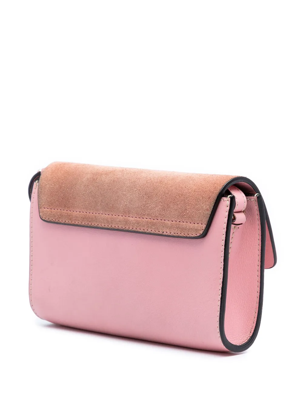Pre-owned Chloé 2017 Mini Calfskin And Suede Faye Chain Crossbody Bag In Pink
