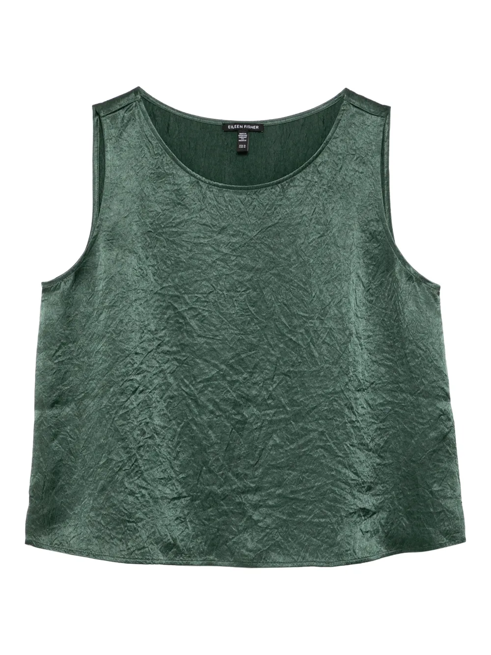 Eileen Fisher Textured Satin Tank Top In Green