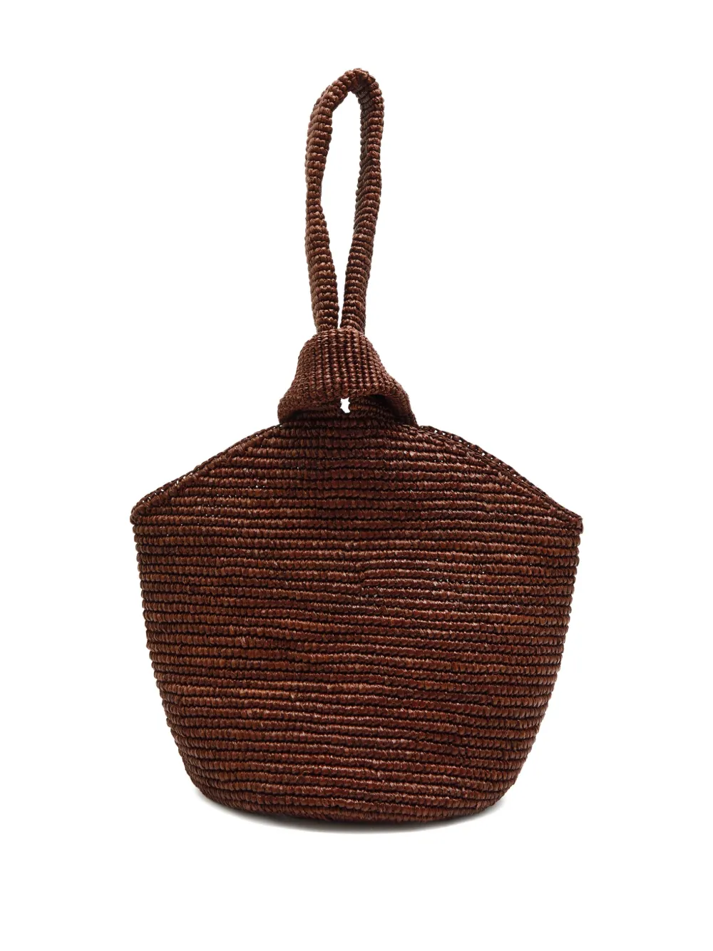 Sensi Studio mini Pullthrough raffia tote bag - Bruin