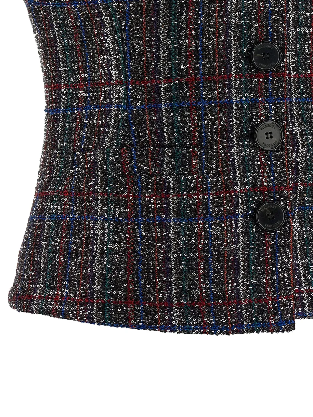 Missoni Fitted Tartan Vest Featuring Sequin Accents In Brown