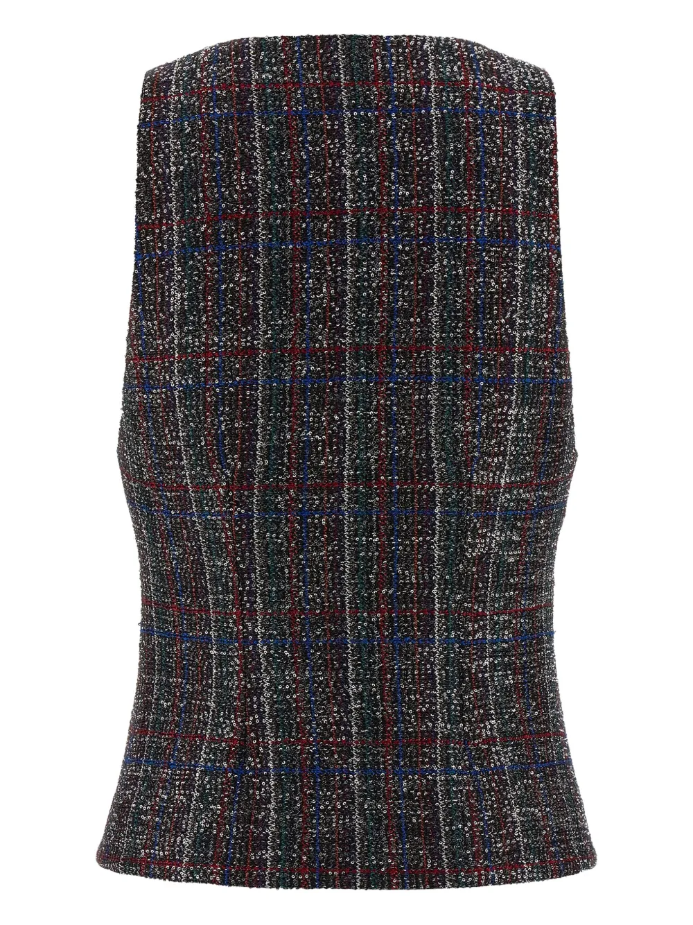 Missoni Fitted Tartan Vest Featuring Sequin Accents In Brown