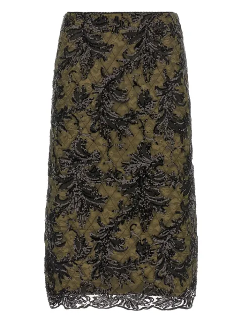 LE TWINS Moni quilted lace sequin midi skirt