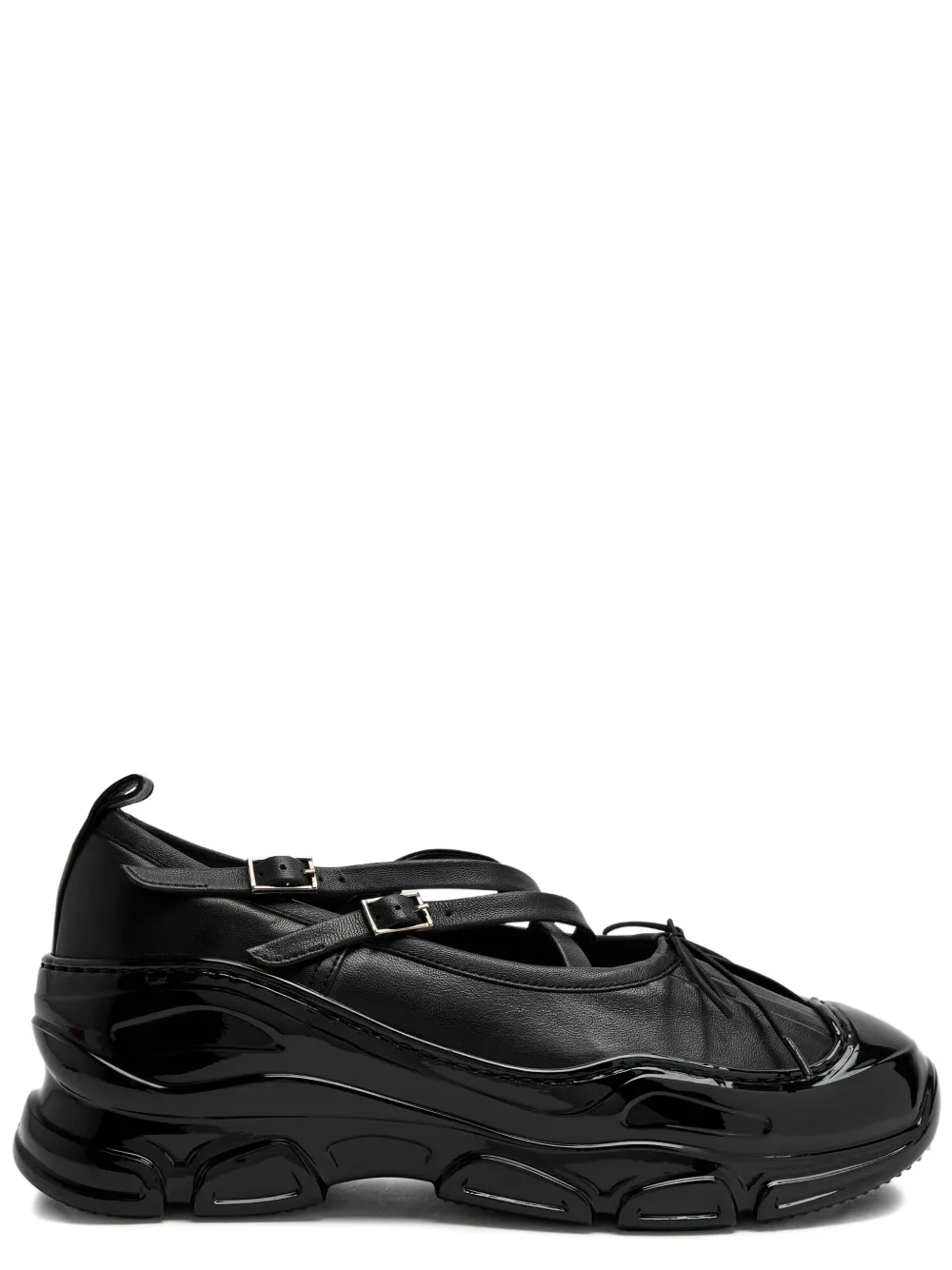 Simone Rocha buckled leather sneakers - Zwart