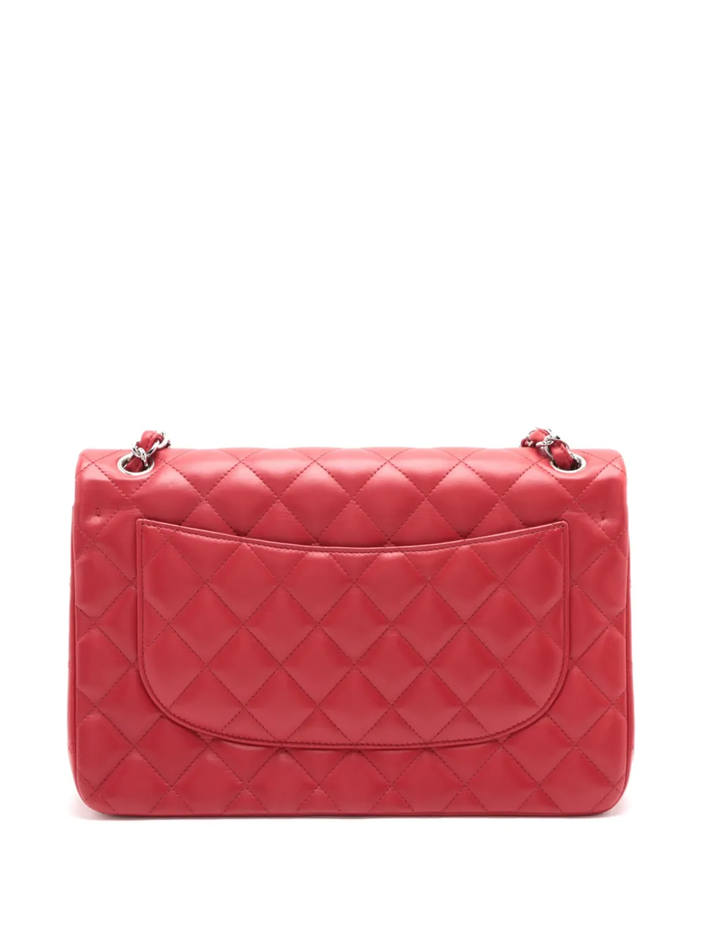 Pre-owned Chanel 2012-2013 Jumbo Classic Lambskin Double Flap Shoulder Bag In Red