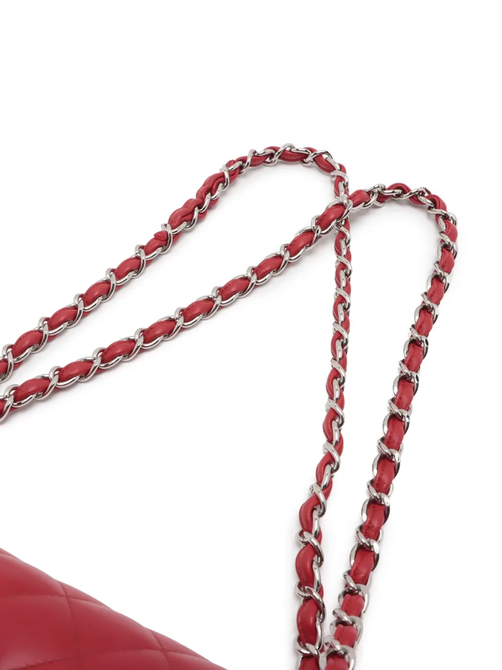 Pre-owned Chanel 2012-2013 Jumbo Classic Lambskin Double Flap Shoulder Bag In Red