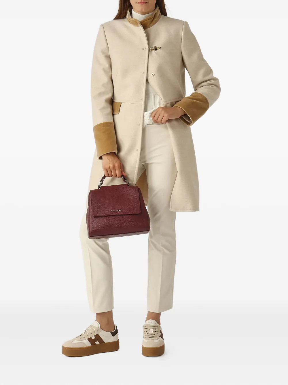 Fay Jas met enkele rij knopen Beige