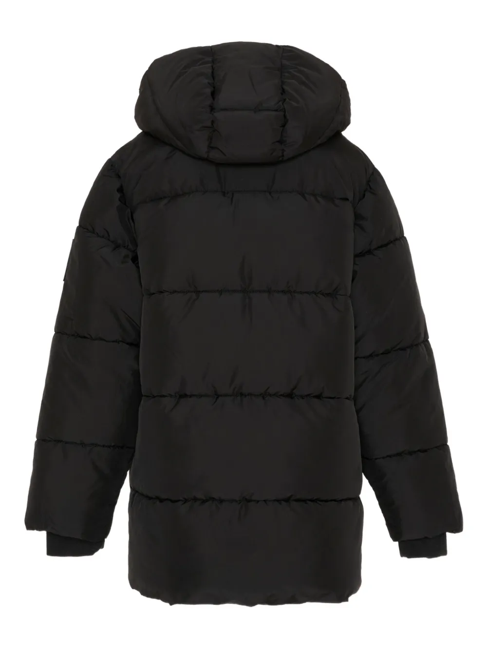 Msgm Logo Hooded Coat In Black