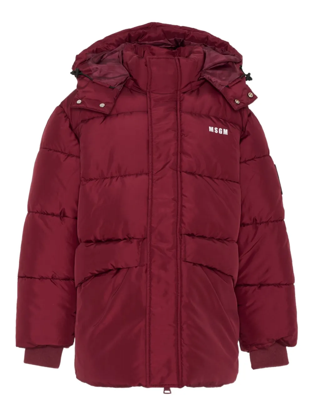Msgm Hooded Puffer Coat In Red