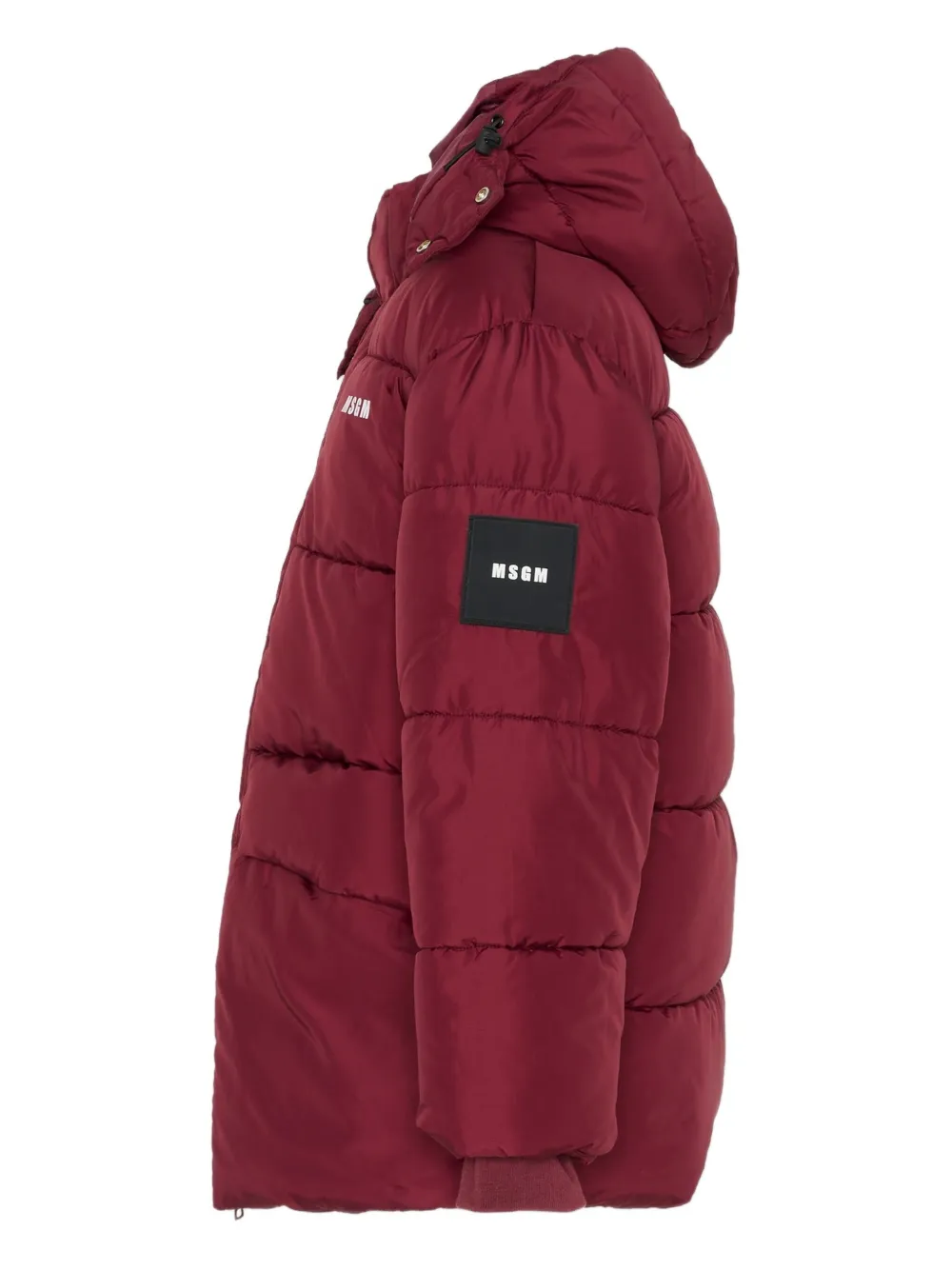 Msgm Hooded Puffer Coat In Red