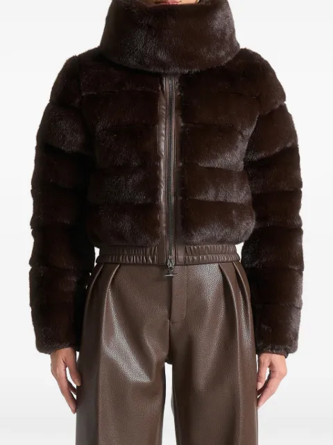 Manière De Voir Ama ribbed detachable-scarf faux-fur jacket