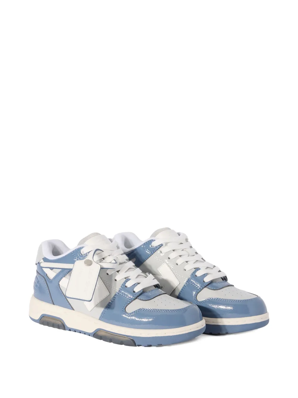 Off-White arrow-detail patent leather sneaker - Blauw