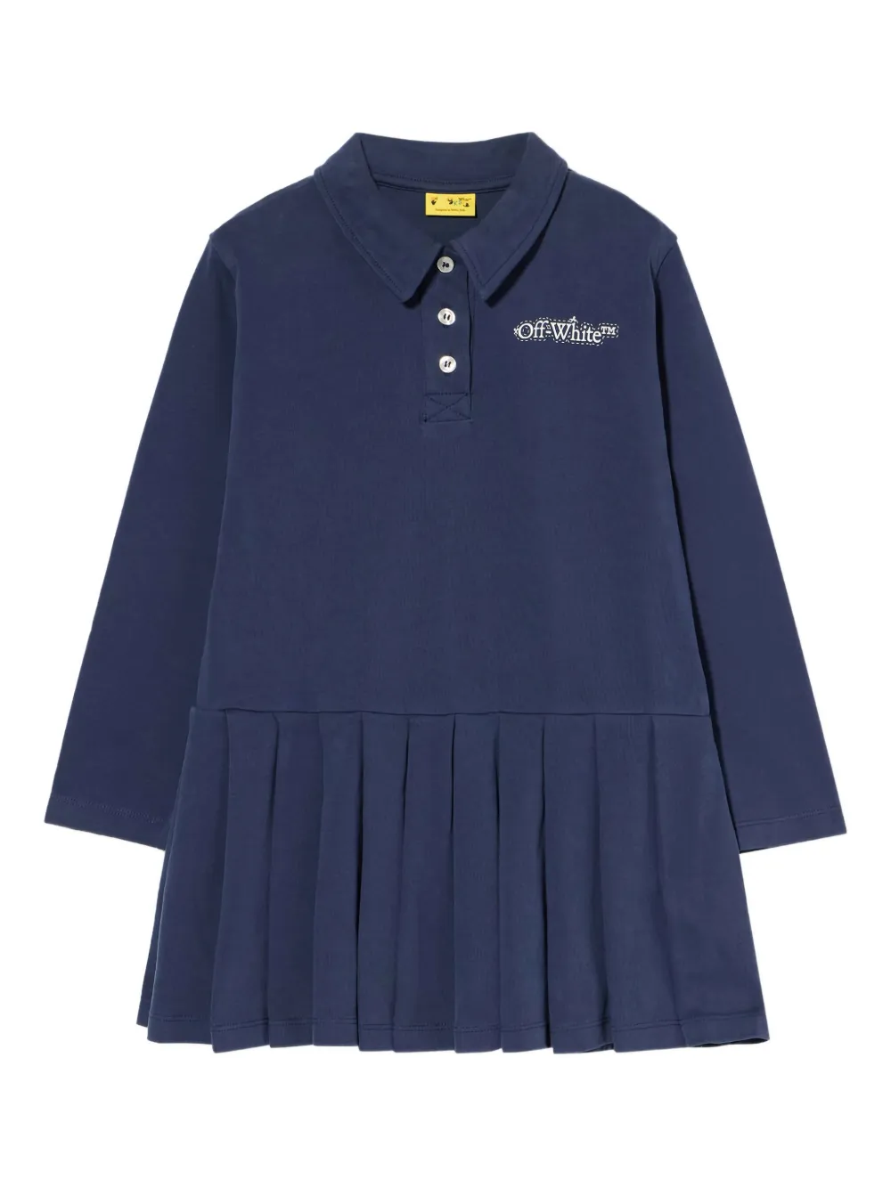 Off-White Kids arrow-dotline pleated skirt polo dress - Blu