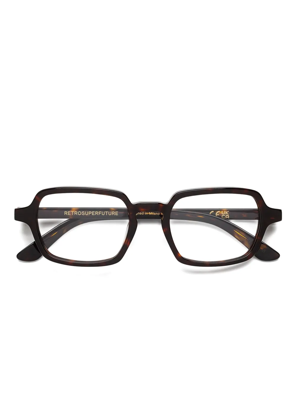 Retrosuperfuture lunettes de vue rectangulaires à effet écailles de tortue | marron | Image 1