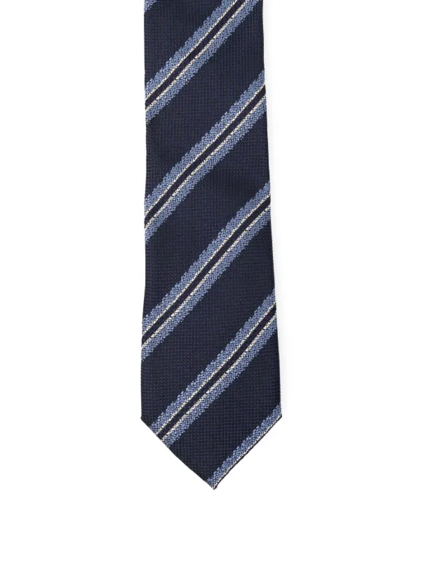 Ermenegildo Zegnaネイビー ストライプ シルクネクタイ Zegna シルク ネクタイ | ブルー | FARFETCH JP