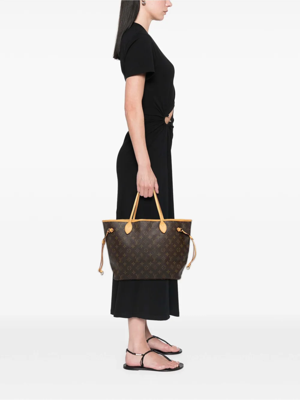 Pre-owned Louis Vuitton 2008 Monogram Neverfull Mm Tote Bag In Brown