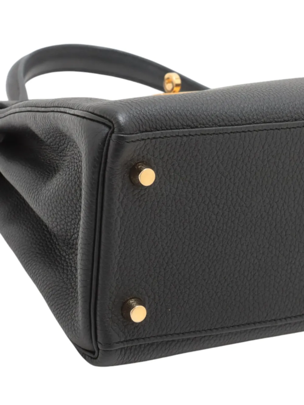 Pre-owned Hermes 2018 Togo Kelly Ii Retourne 28 Satchel In Black
