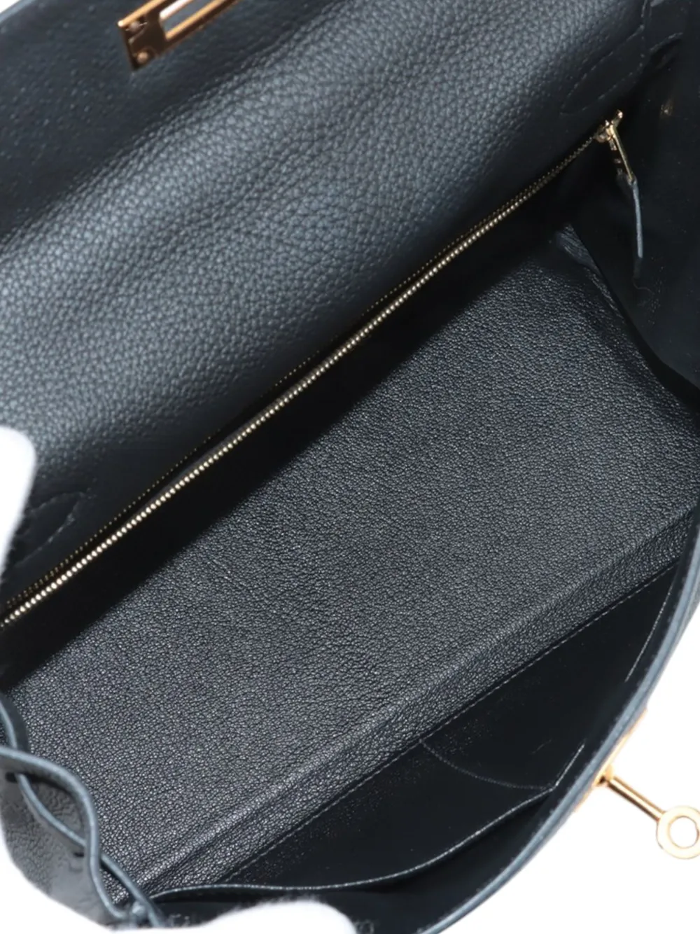 Pre-owned Hermes 2018 Togo Kelly Ii Retourne 28 Satchel In Black
