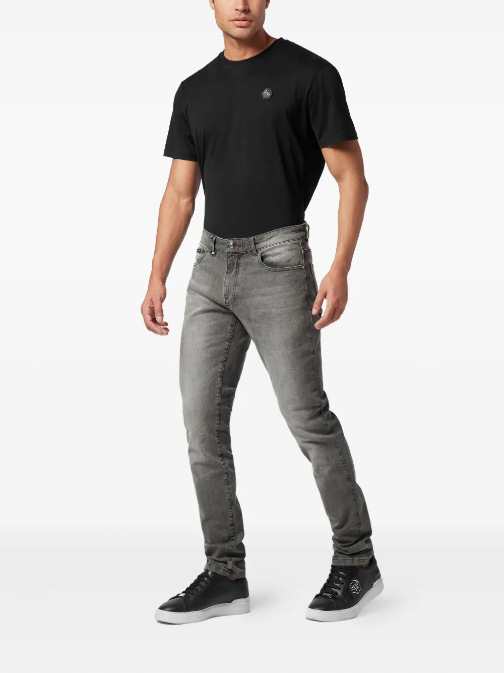 Philipp Plein logo-appliqué jeans - Grijs
