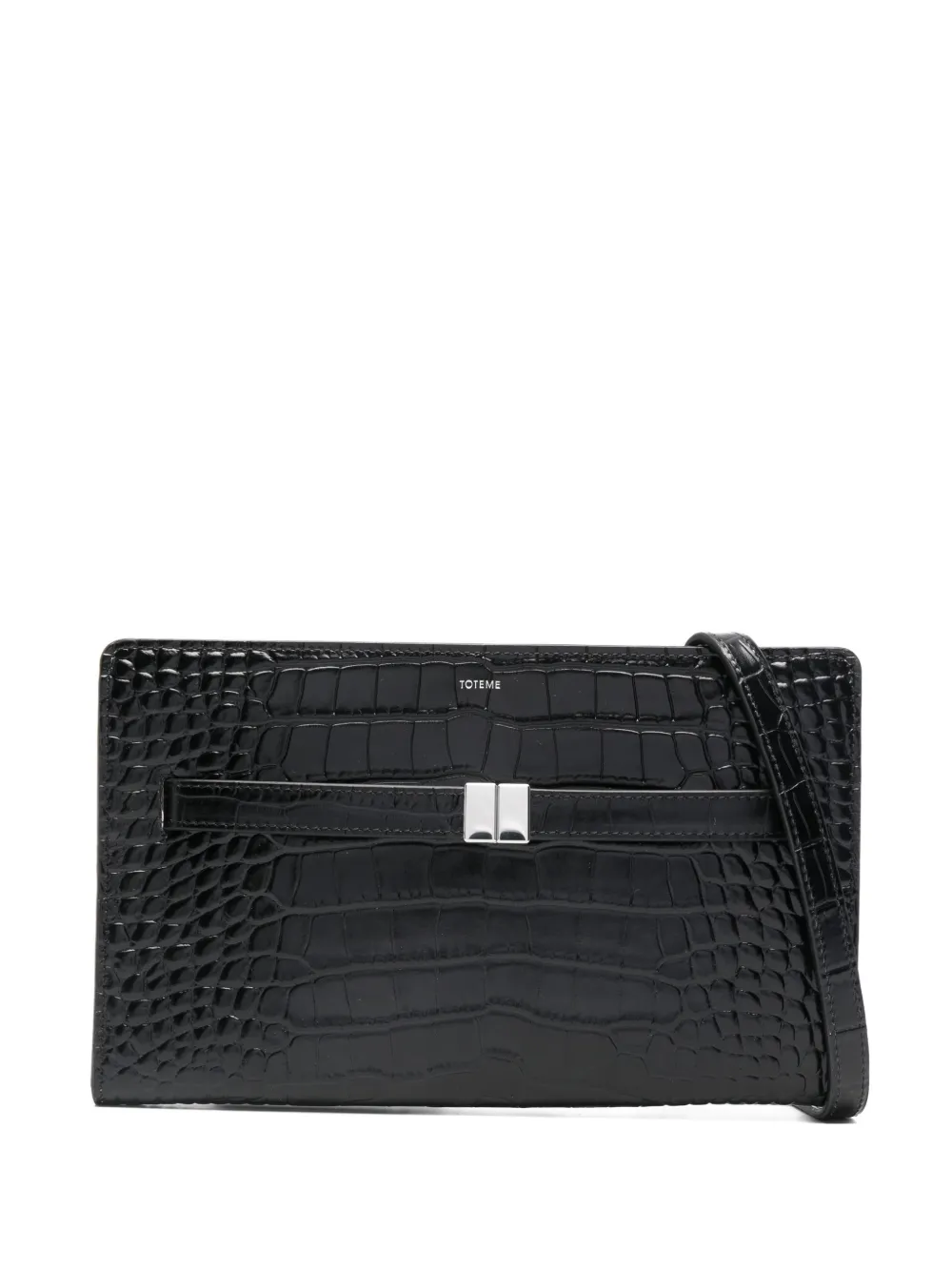 TOTEME belted crocodile-embossed cross body bag - Nero