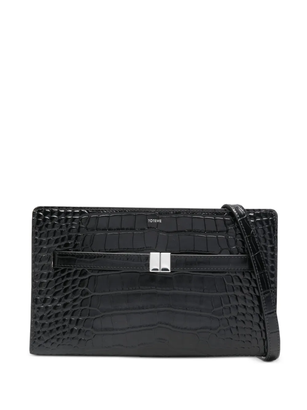 Totême Belted Crocodile-embossed Cross Body Bag In Black