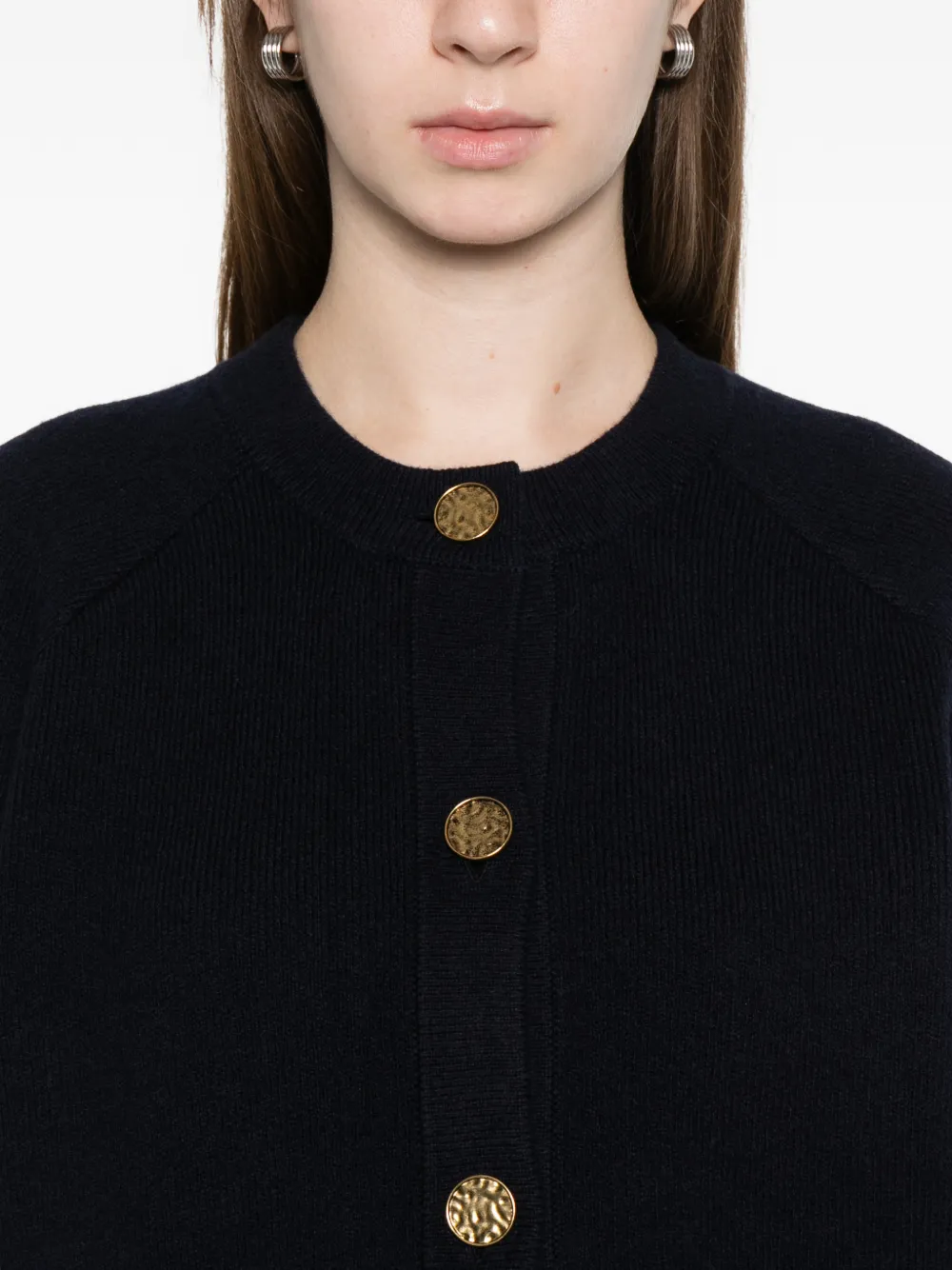 Totême Hammered-button Cardigan In Blue