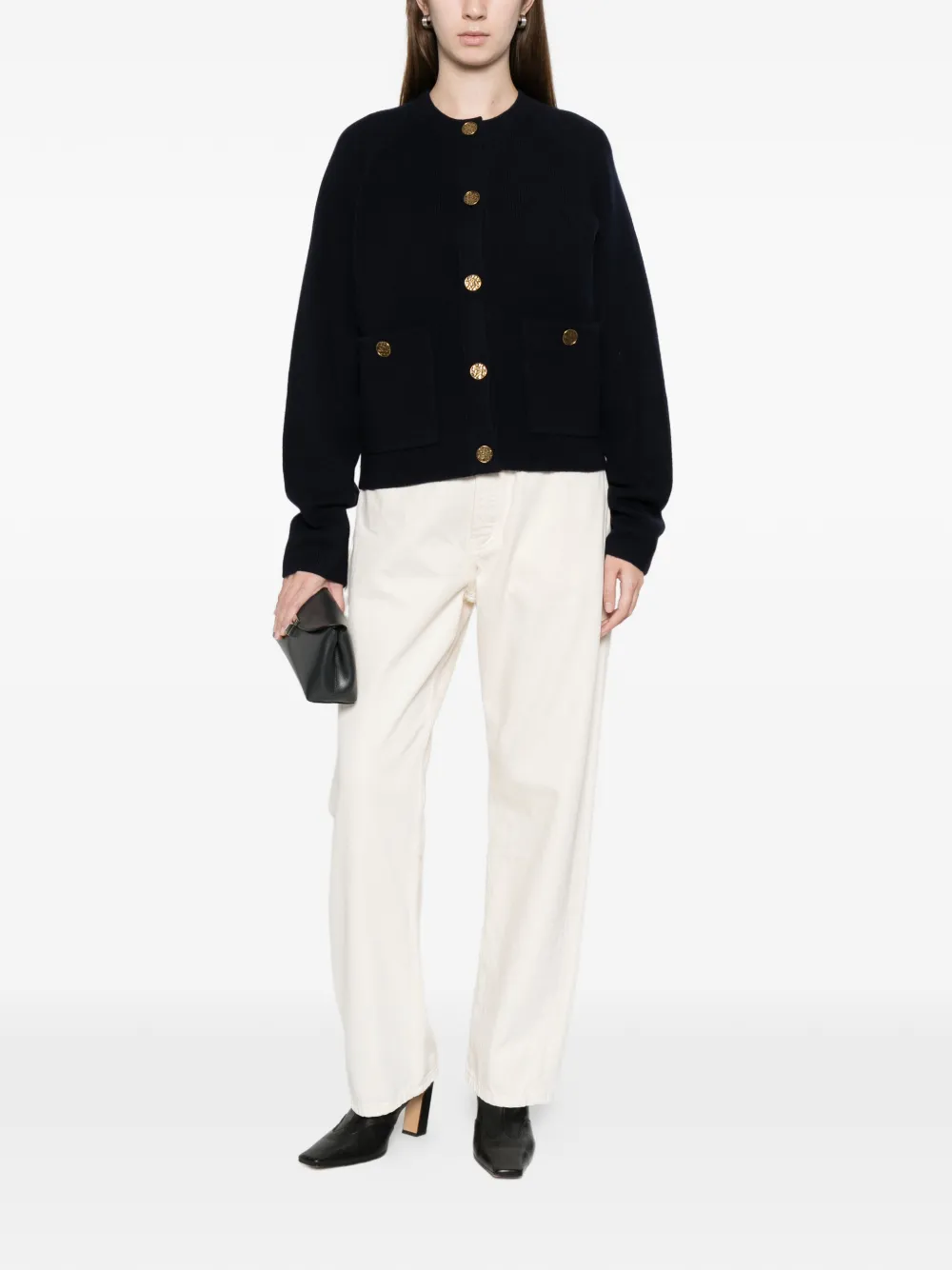 Totême Hammered-button Cardigan In Blue