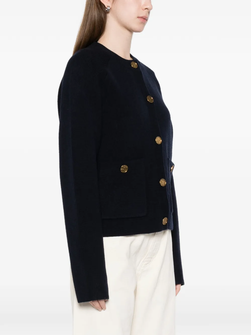 Totême Hammered-button Cardigan In Blue