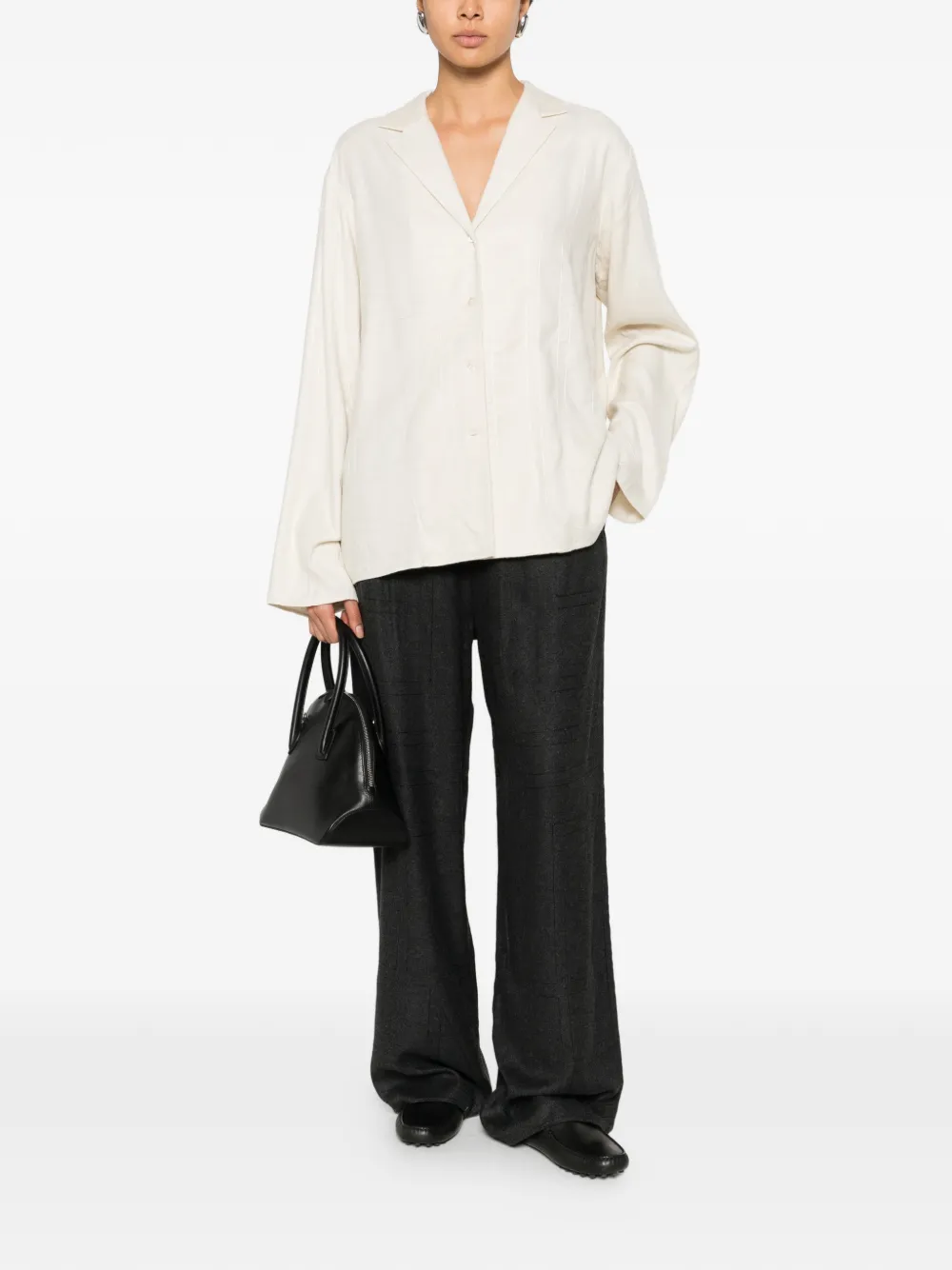 TOTEME Flanellen top met monogram - Beige