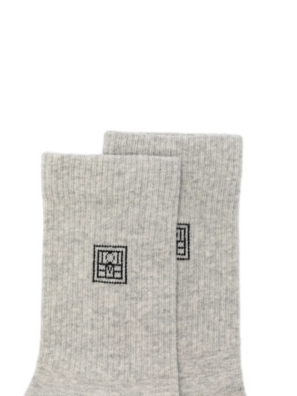 Totême Monogram-embroidered Socks (pack Of Two) In Gray