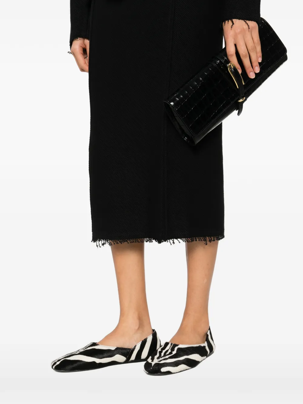 TOTEME Jersey midi-rok met franje Zwart