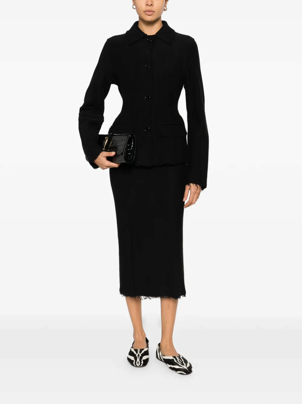 TOTEME Jersey midi-rok met franje - Zwart