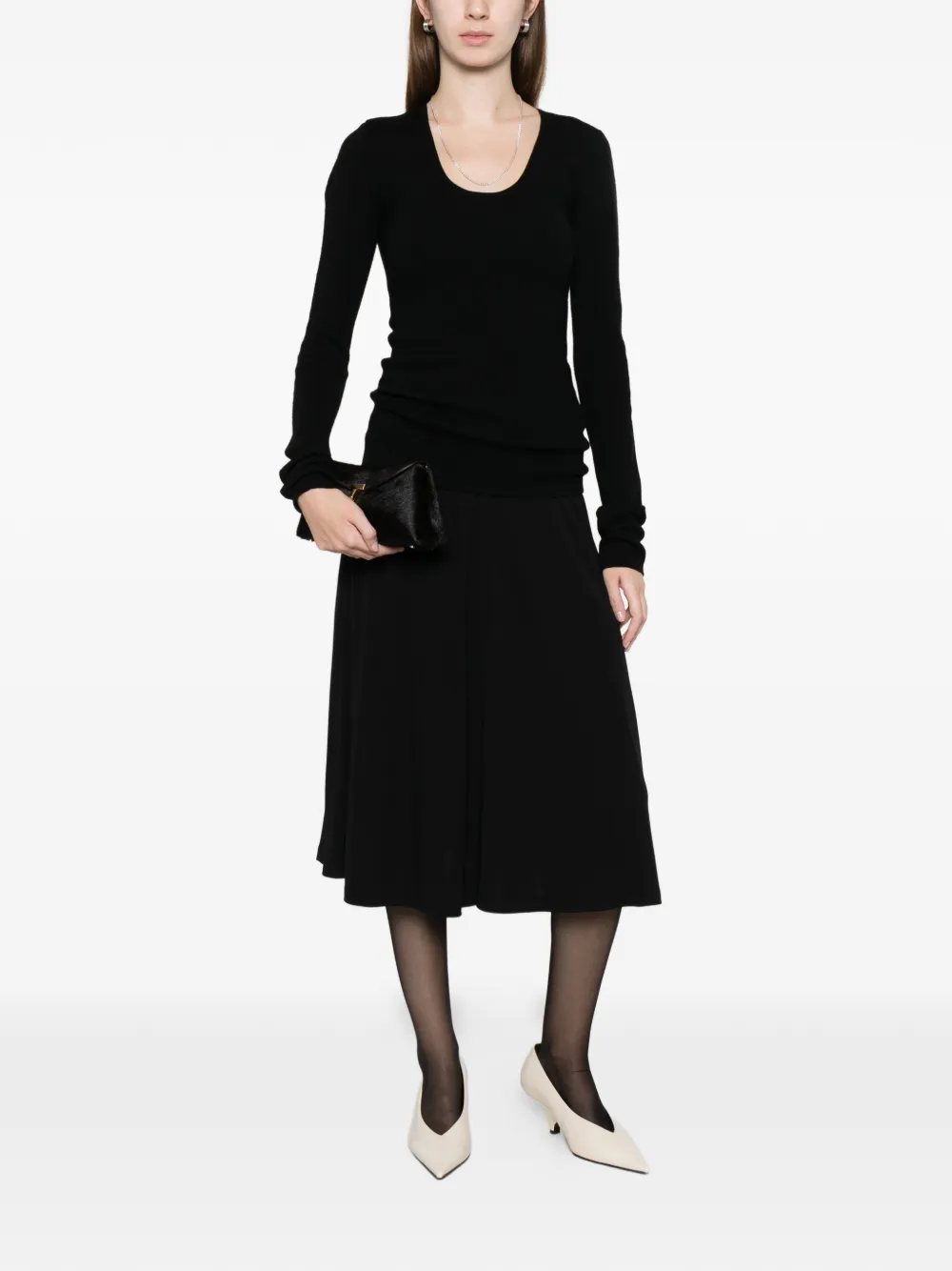 Totême Toteme Fluid Midi Skirt In Black