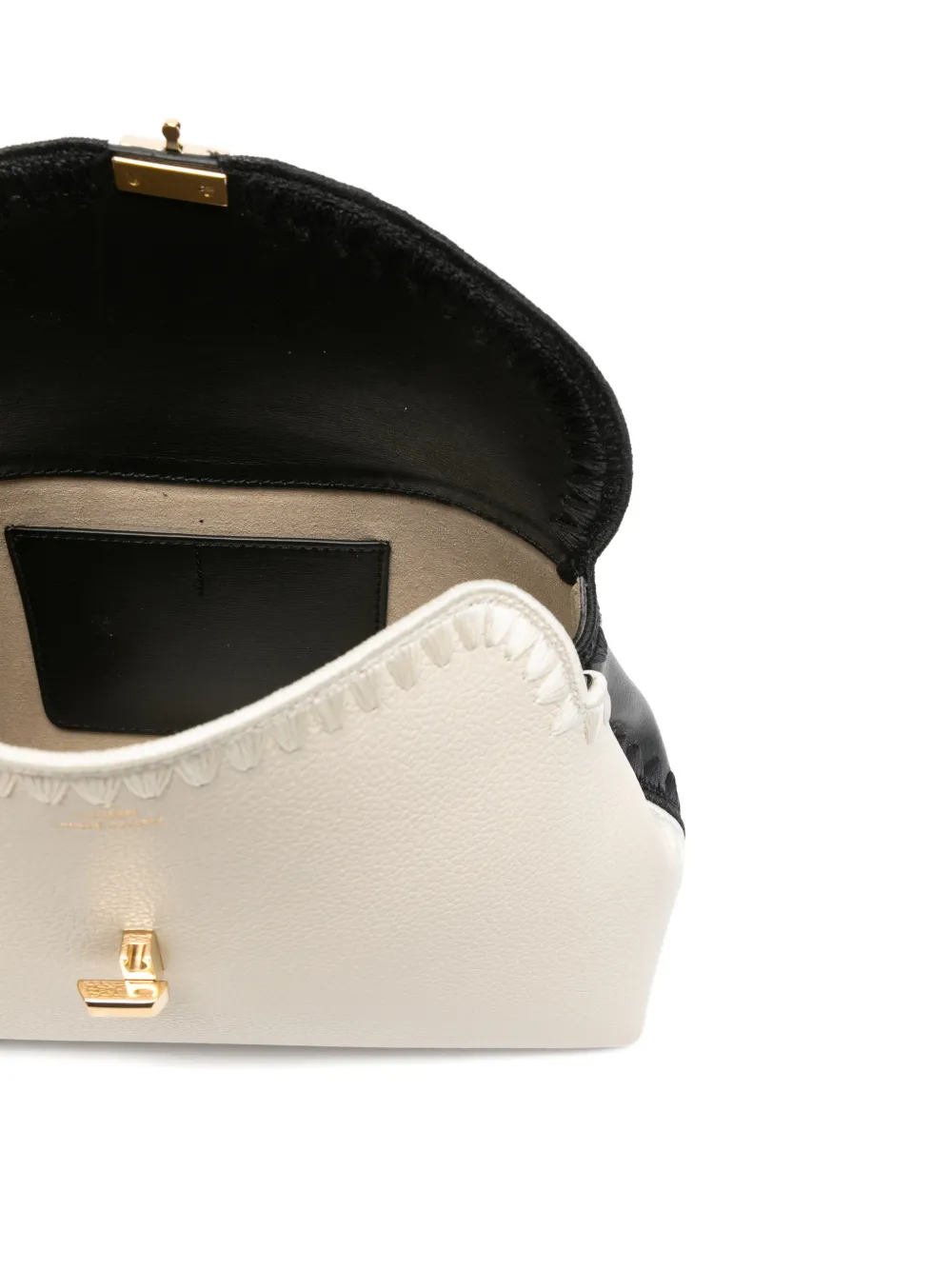 Totême T-lock Embroidered Leather Clutch Bag In White